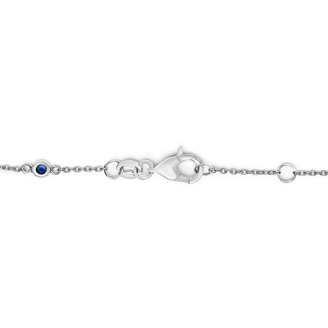 14K White Gold Alternating Blue Sapphire and White Diamond Bezel Station Chain Bracelet (I-J Color, SI2-I1 Clarity) - 8" Inches by Bids.com