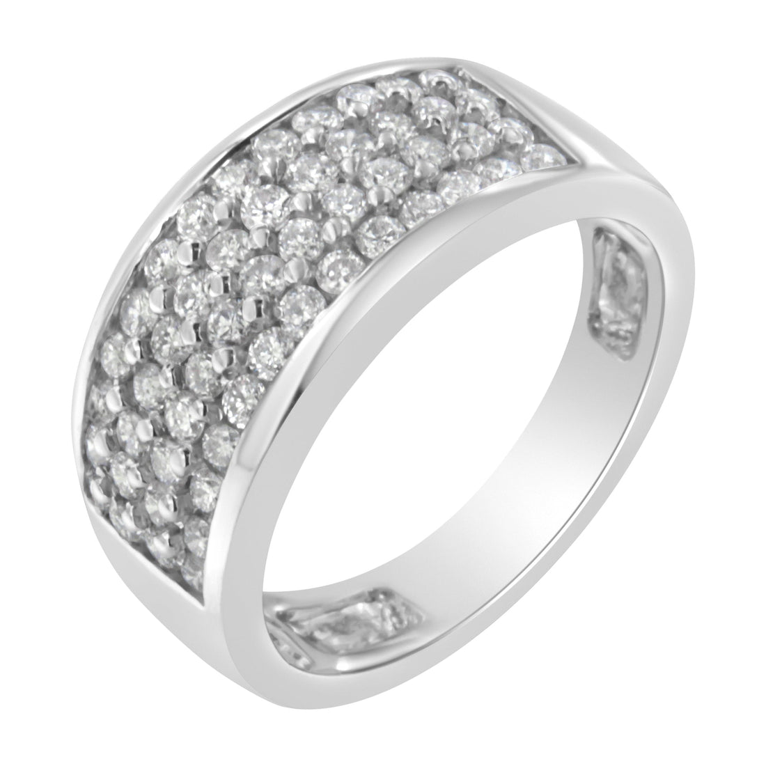 14K White Gold Round Cut Diamond Ring (1.0 Cttw, H-I Color, SI2-I1 Clarity) - Size 6-1/2 by Bids.com