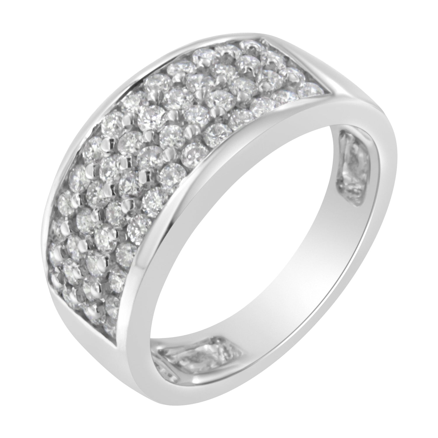 14K White Gold Round Cut Diamond Ring (1.0 Cttw, H-I Color, SI2-I1 Clarity) - Size 6-1/2 by Bids.com