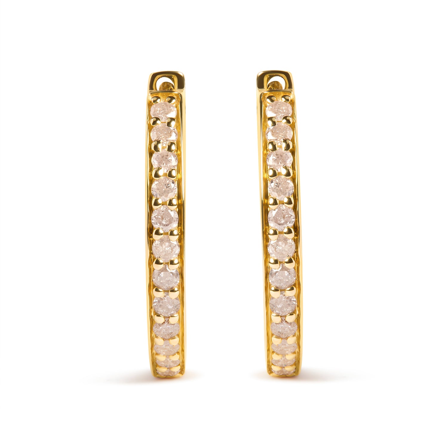10K Yellow Gold 1/2 Cttw Round-Cut Diamond Hoop Earrings (I-J Color, I2-I3 Clarity) by Bids.com