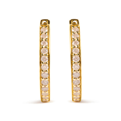10K Yellow Gold 1/2 Cttw Round-Cut Diamond Hoop Earrings (I-J Color, I2-I3 Clarity) by Bids.com