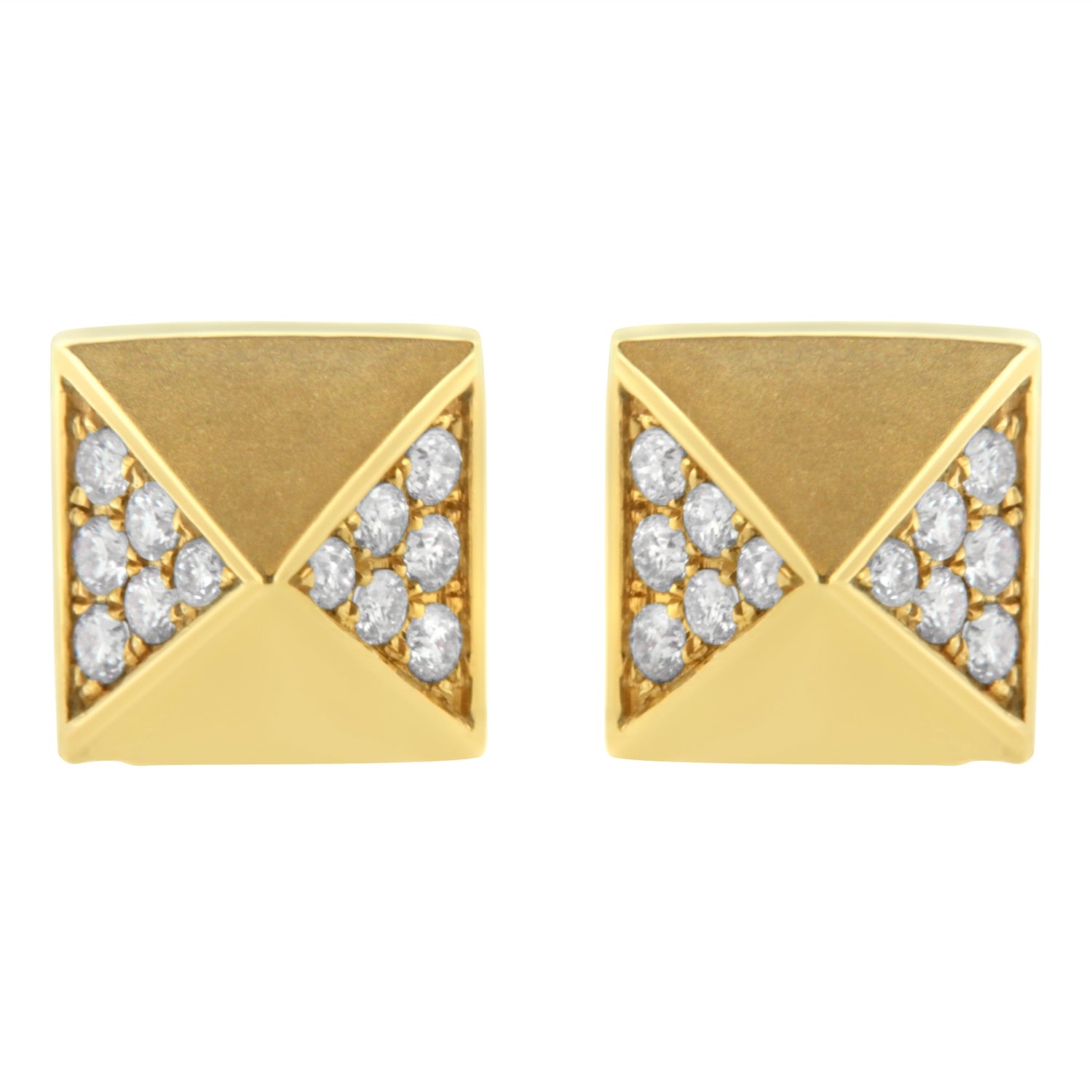 14K Yellow Gold 1/4 Cttw Diamond Pyramid Stud Earring (G-H Color, SI1-SI2 Clarity) by Bids.com