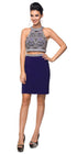 Juliet 767 Halter Two-Piece Dress Sheer Beaded Back by DiscountDressShop