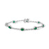 10K White Gold Oval Green Emerald & Diamond Alternating Link Bracelet by Bids.com