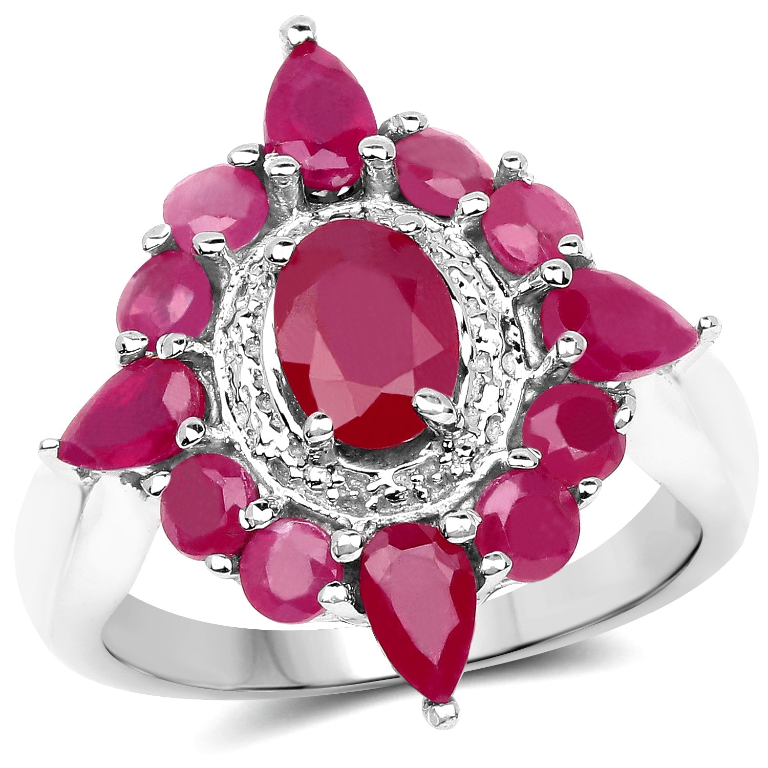 3.04 Carat Glass Filled Ruby .925 Sterling Silver Ring by Bids.com