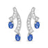 14K White Gold 4x3MM Oval Shaped Natural Blue Tanzanite Gemstone and 1/5 Cttw Diamond Double 3/4" Inch Drop Stud Earrings (H-I Color, VS1-VS2 Clarity) by Bids.com