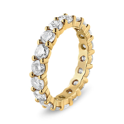 14K Yellow Gold 3.00 Cttw Shared Prong Set Round Cut Diamond Eternity Band (J-K Color, VS1-VS2 Clarity) - Ring Size 7 by Bids.com