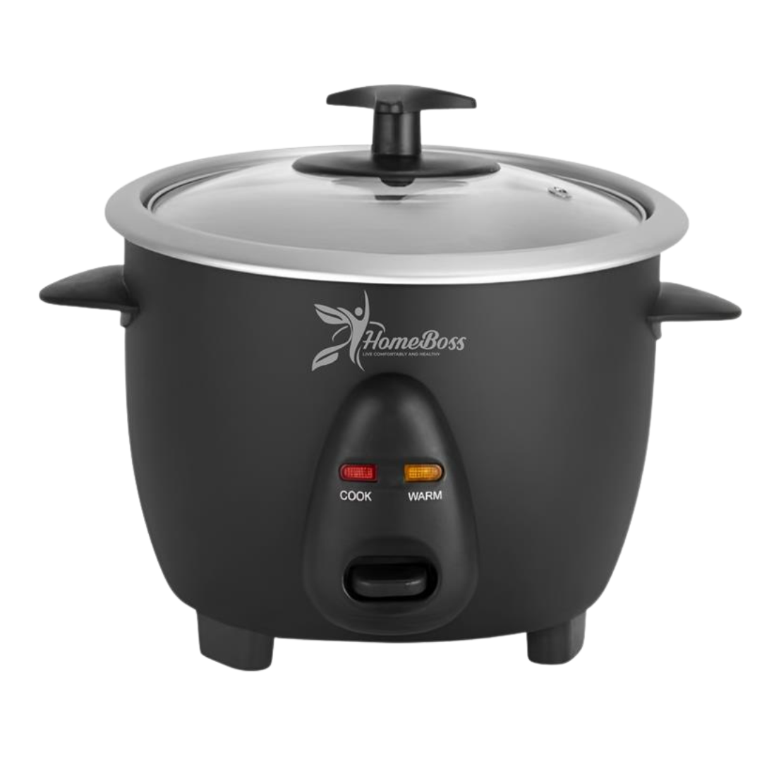 HomeBoss Rice Cooker 3 Cups with Glass Lid (Black) by Farmacias Savia