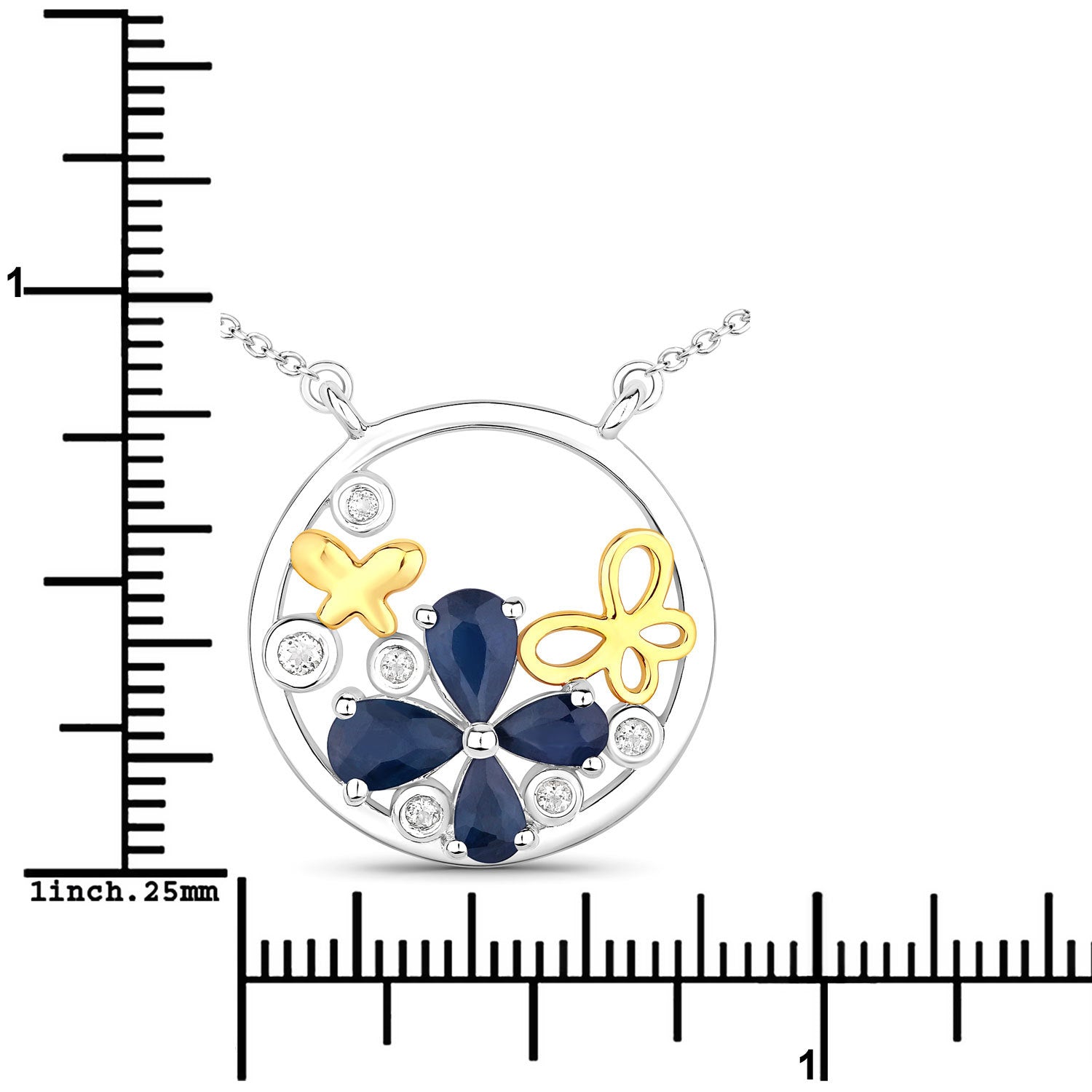 1.41 Carat Genuine Blue Sapphire and White Topaz .925 Sterling Silver Pendant by Bids.com