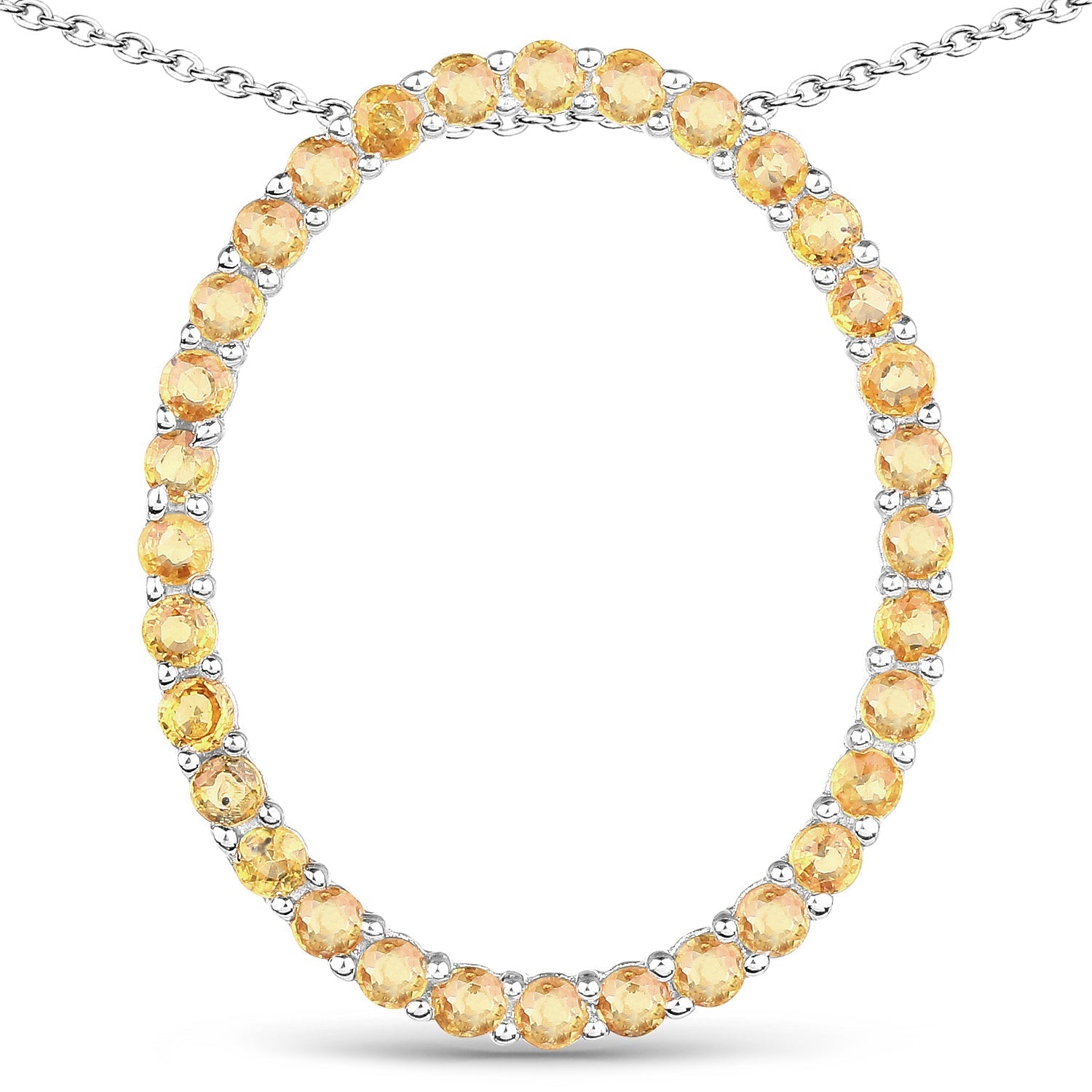 3.84 Carat Genuine Yellow Sapphire .925 Sterling Silver Pendant  DestGlow