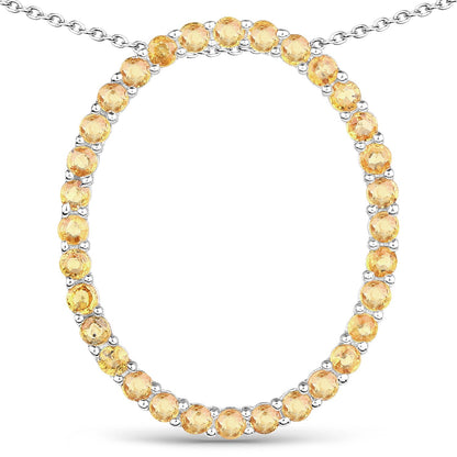 3.84 Carat Genuine Yellow Sapphire .925 Sterling Silver Pendant  DestGlow