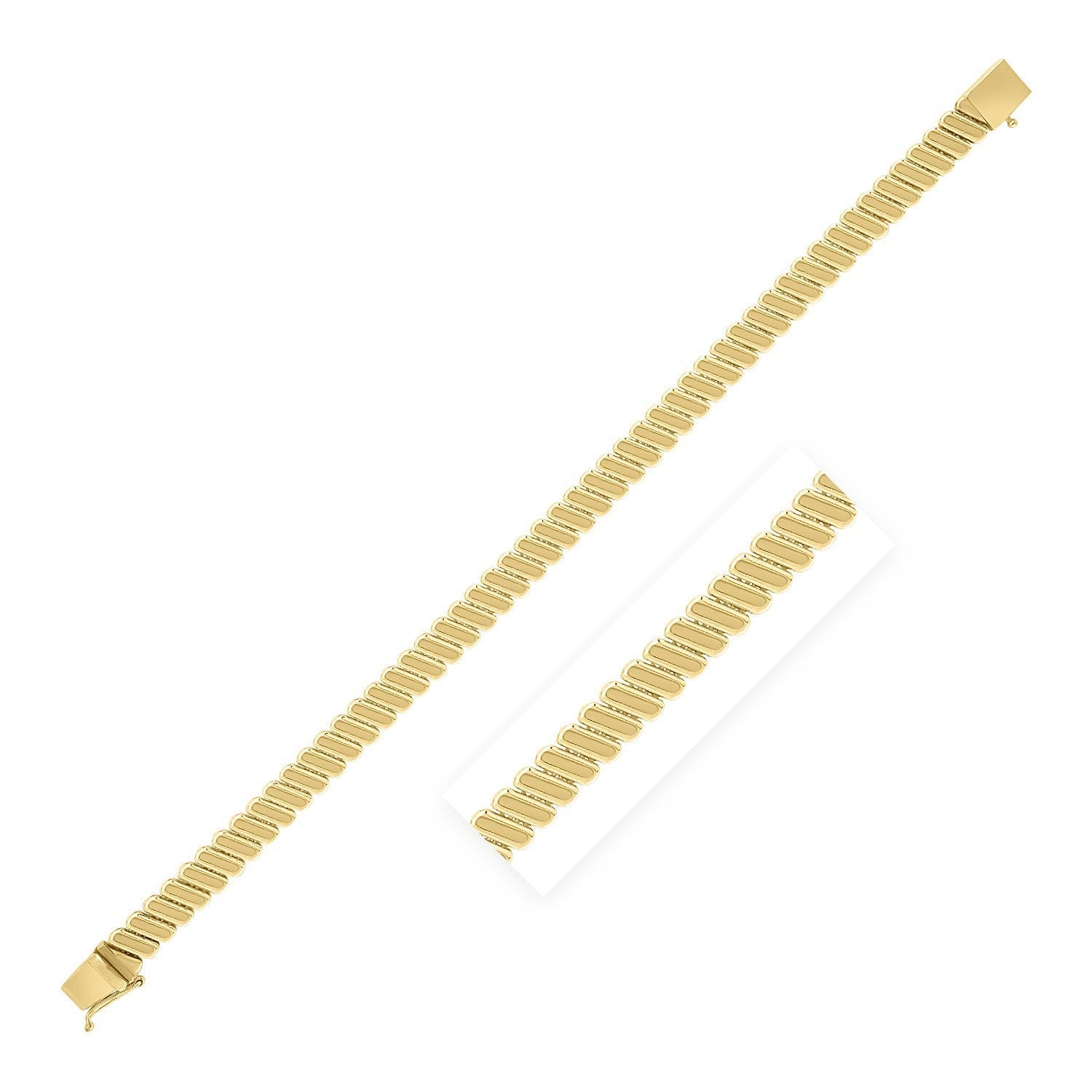 14k Yellow Gold Rib Link Bracelet (7.00 mm) by Bids.com