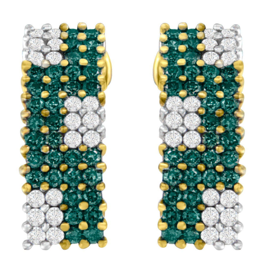 14K Yellow Gold 2 cttw White and Treated Blue Diamond Earrings (H-I, SI1-SI2) by Bids.com