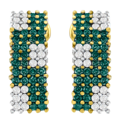14K Yellow Gold 2 cttw White and Treated Blue Diamond Earrings (H-I, SI1-SI2) by Bids.com