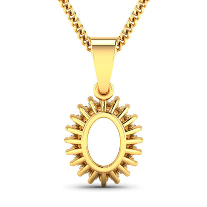 0.13 Carat Genuine White Diamond 14K Yellow Gold Semi Mount Pendant - holds 8x6mm Oval Gemstone by Bids.com