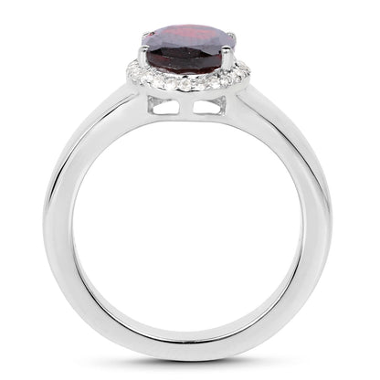 2.63 Carat Genuine  Garnet and White Topaz .925 Sterling Silver Ring  DestGlow