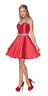 Juliet 770 High Beaded Neckline Sleeveless Short A-Line Satin Dress by DiscountDressShop