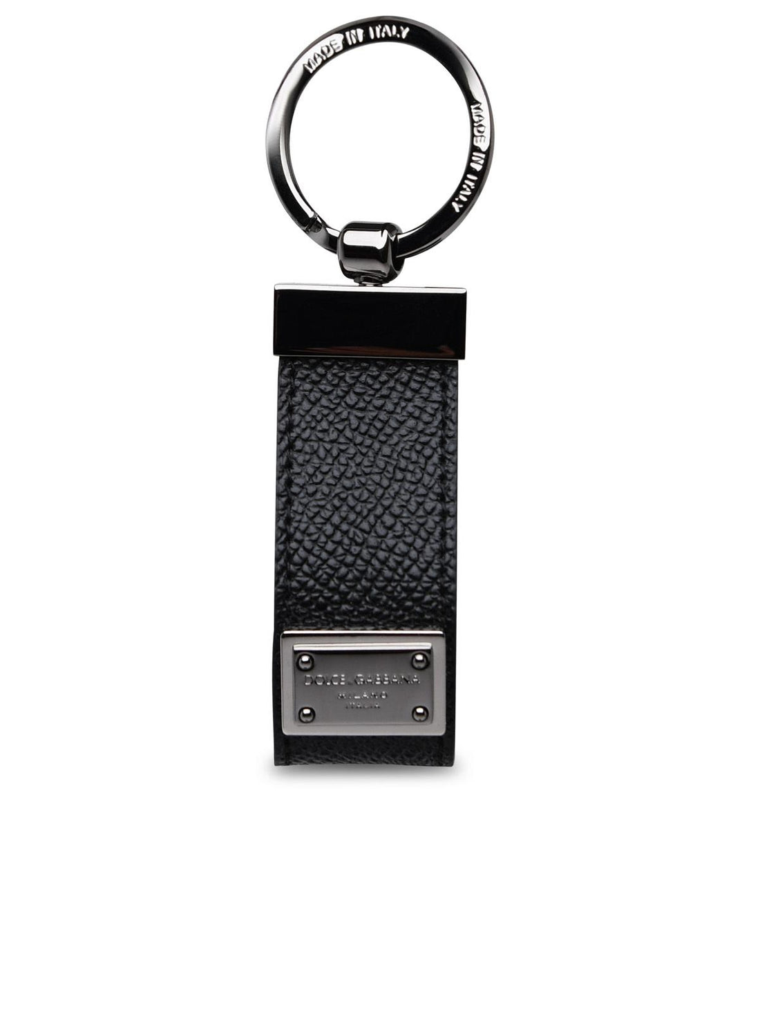 Dolce &amp; Gabbana Black Leather Dauphine Keyring Men by Luosophy