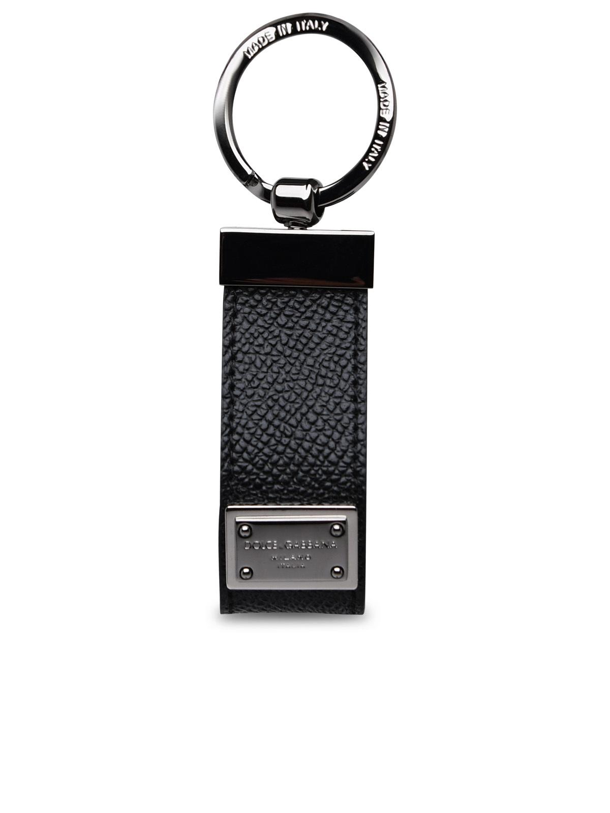Dolce &amp; Gabbana Black Leather Dauphine Keyring Men by Luosophy