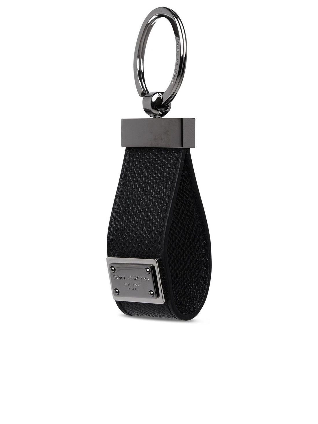 Dolce &amp; Gabbana Black Leather Dauphine Keyring Men by Luosophy