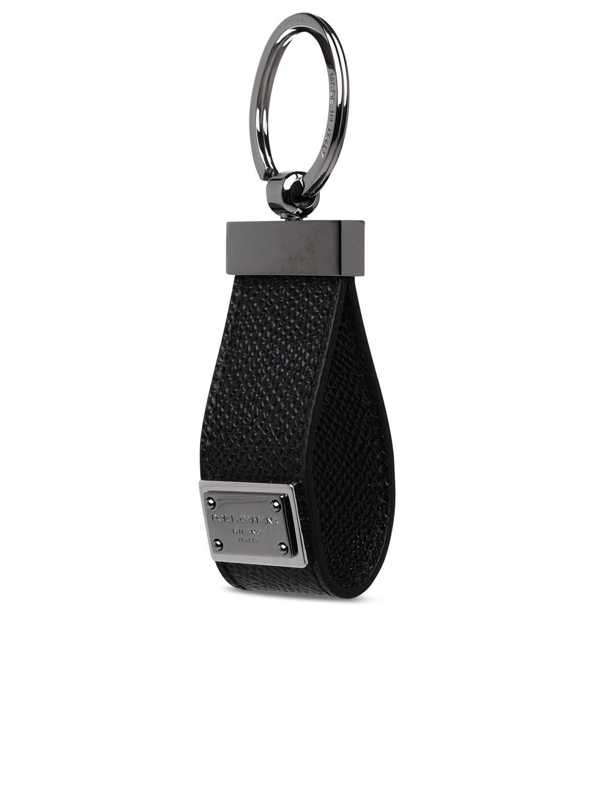 Dolce &amp; Gabbana Black Leather Dauphine Keyring Men by Luosophy