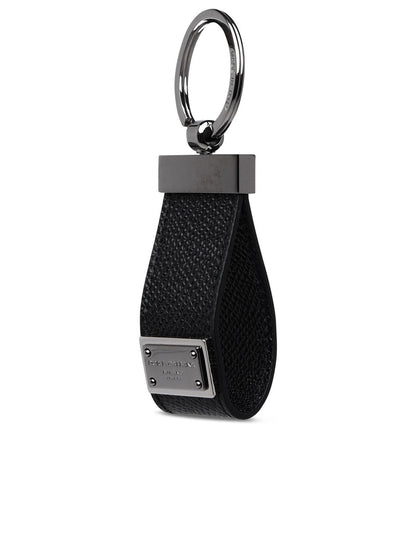 Dolce &amp; Gabbana Black Leather Dauphine Keyring Men by Luosophy