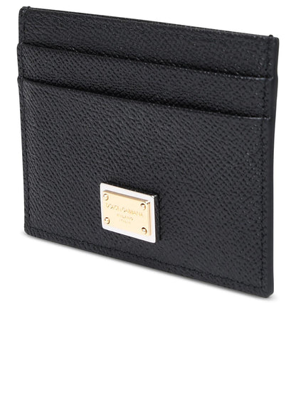 Dolce &amp; Gabbana Black Leather Card Holder Women by Luosophy
