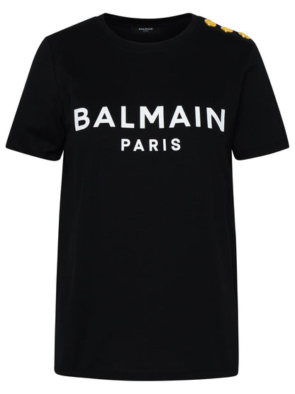 Balmain Black Cotton T-Shirt Women by Luosophy