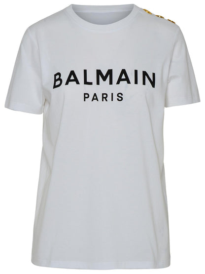 Balmain White Cotton T-Shirt Women by Luosophy