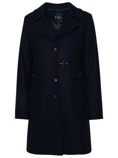 Fay Navy Virgin Wool Blend Coat Women by Luosophy