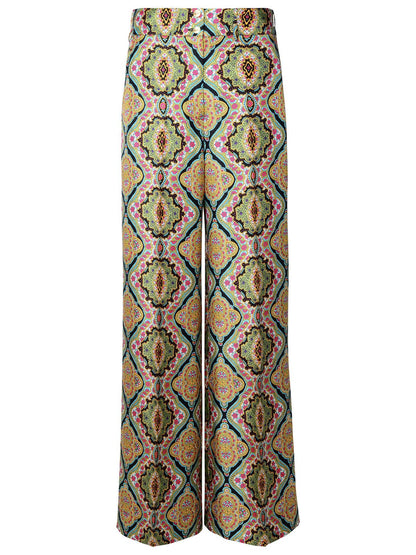Etro Multi Silk Trousers Women by Luosophy