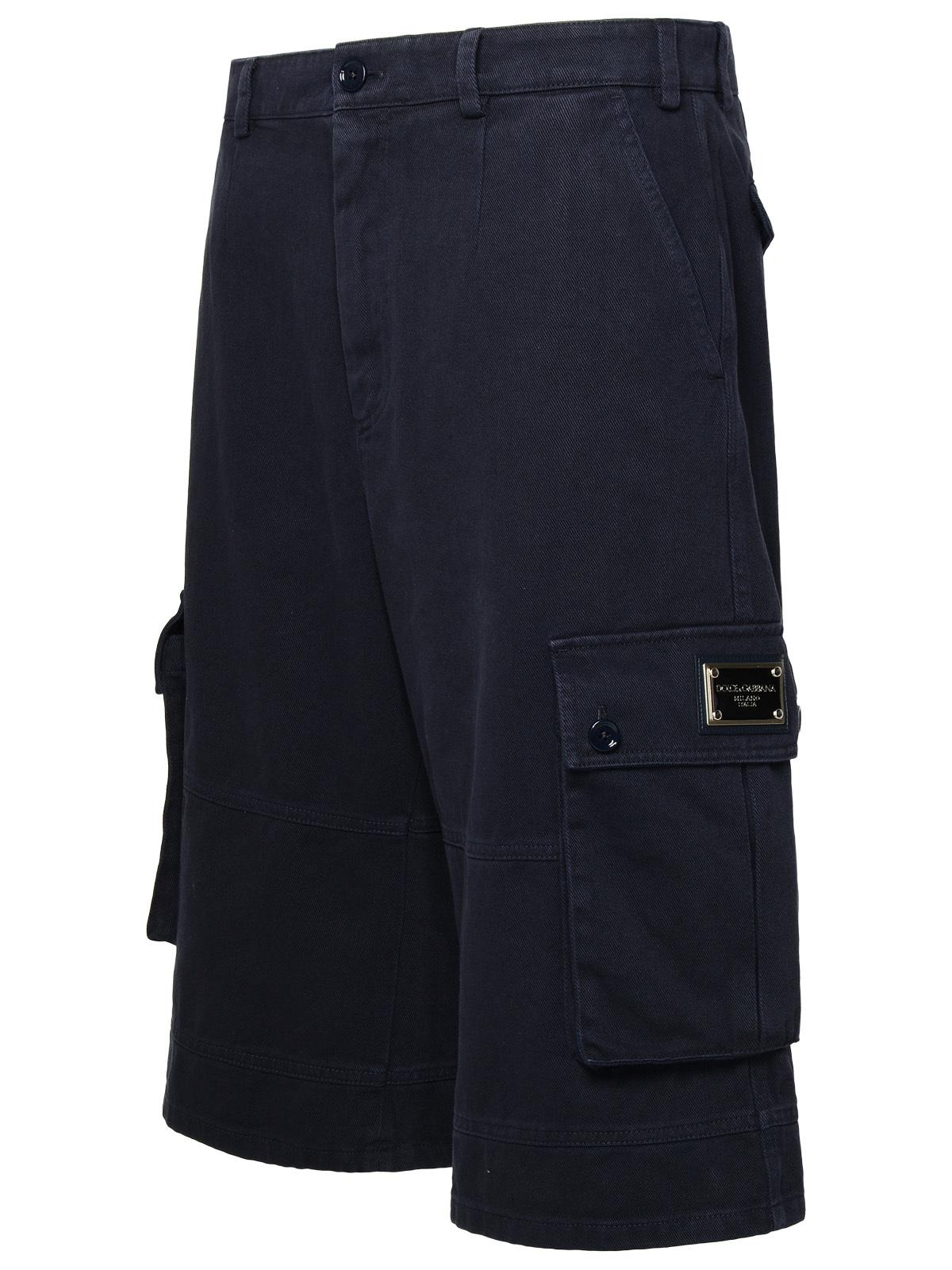 Dolce &amp; Gabbana Blue Cotton Cargo Bermuda Shorts Men by Luosophy