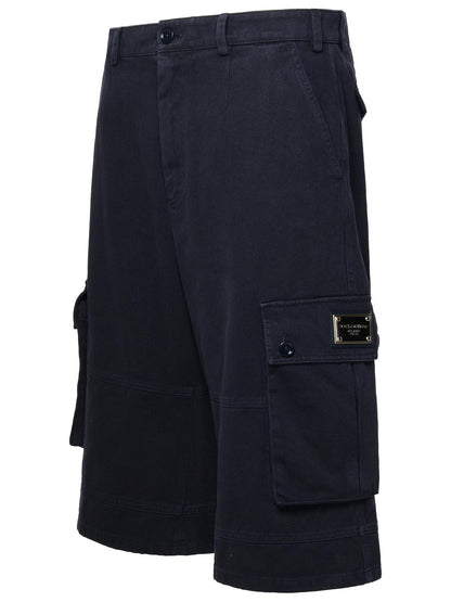 Dolce &amp; Gabbana Blue Cotton Cargo Bermuda Shorts Men by Luosophy