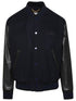 Golden Goose Bomber Jacket In Blue And Black Virgin Wool Blend Men by Luosophy