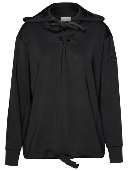 Moncler Black Viscose Hoodie Women by Luosophy