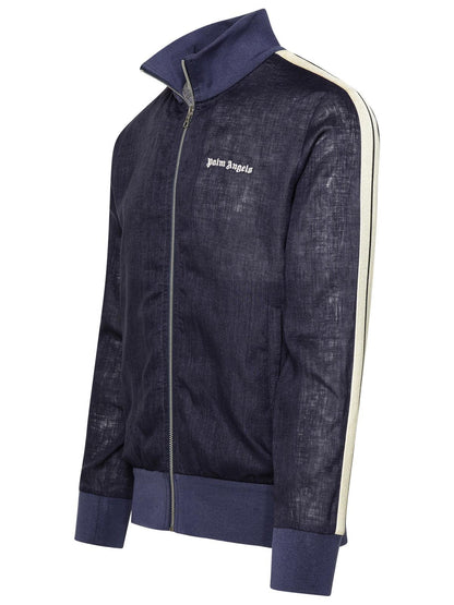 Palm Angels Blue Linen Sporty Jacket Men by Luosophy