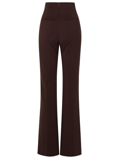 Sportmax Brown Polyamide Trousers Women by Luosophy