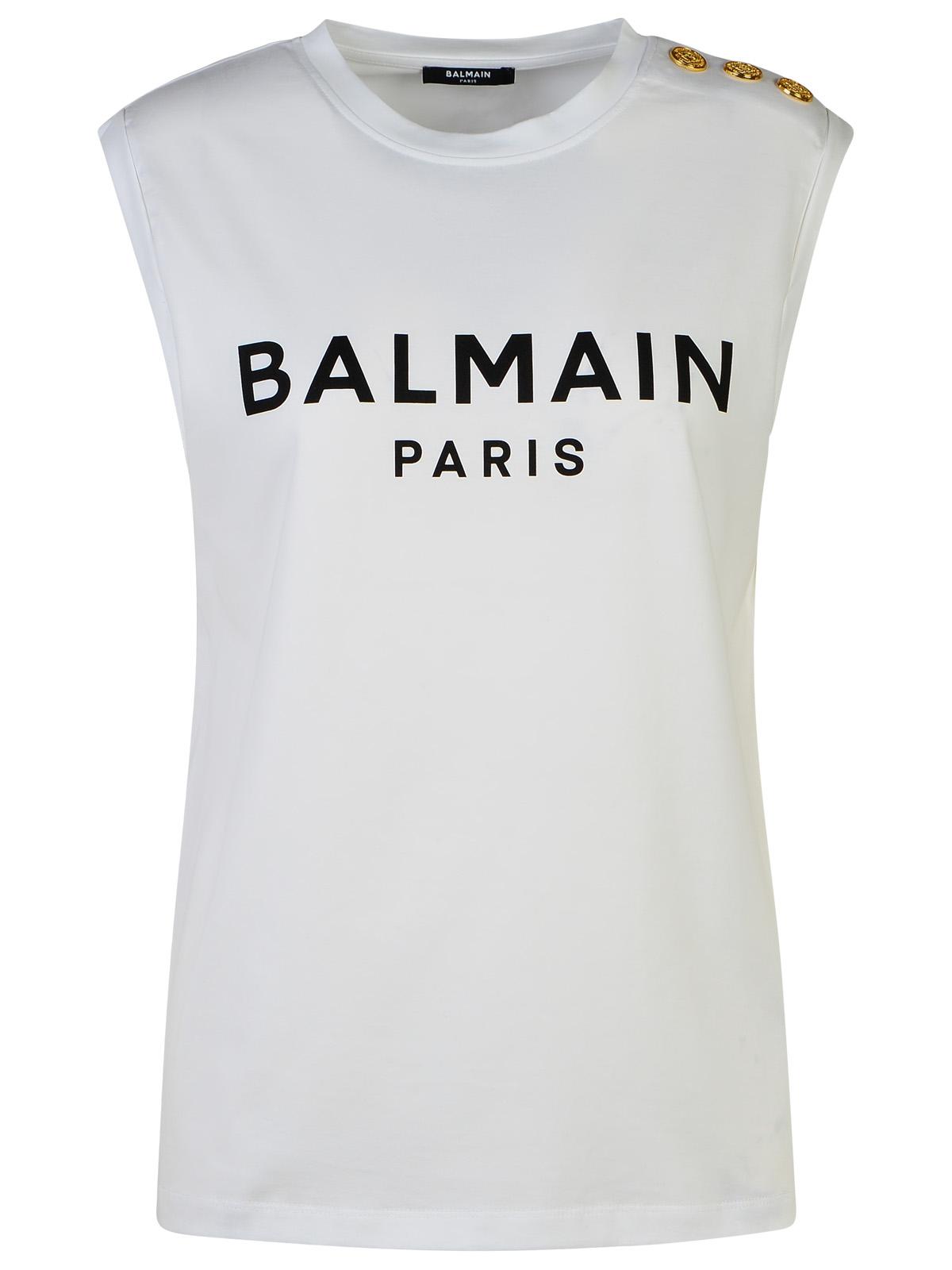 Balmain White Cotton Tank Top Women by Luosophy