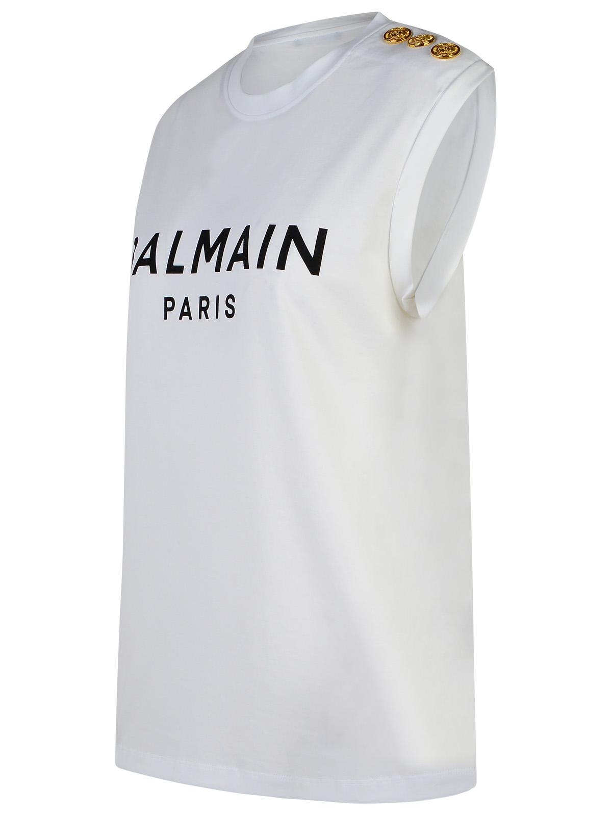 Balmain White Cotton Tank Top Women by Luosophy