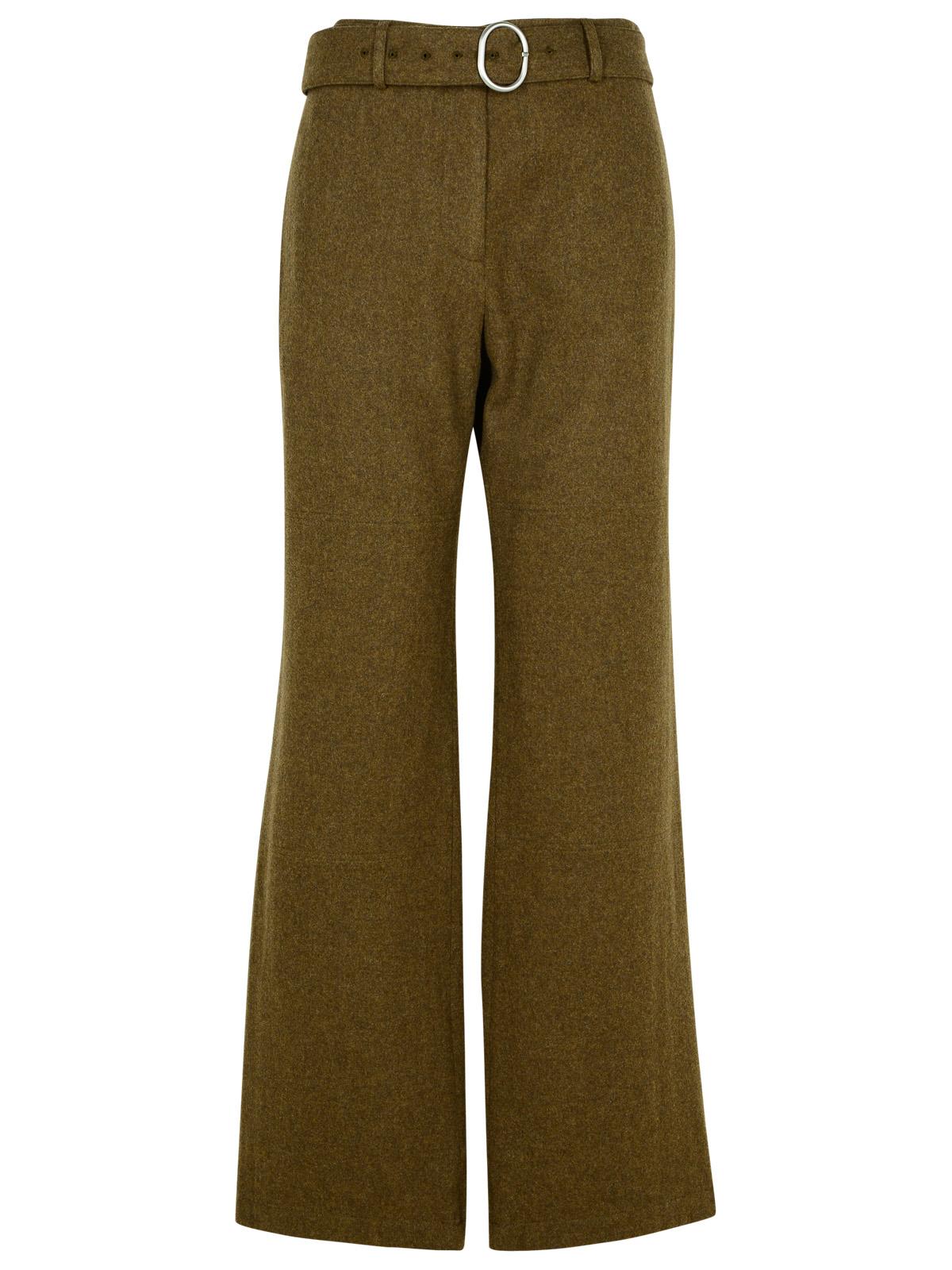 Jil Sander Green Wool Flannel Pants Women by Luosophy