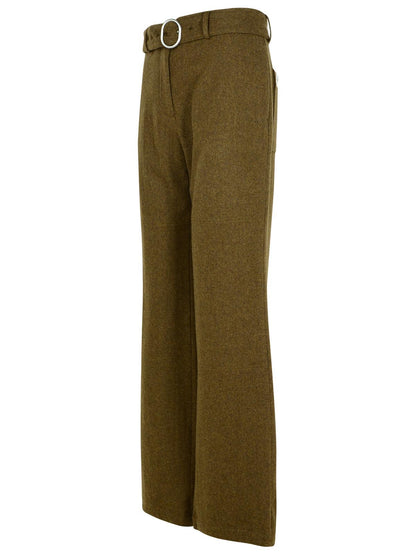 Jil Sander Green Wool Flannel Pants Women by Luosophy