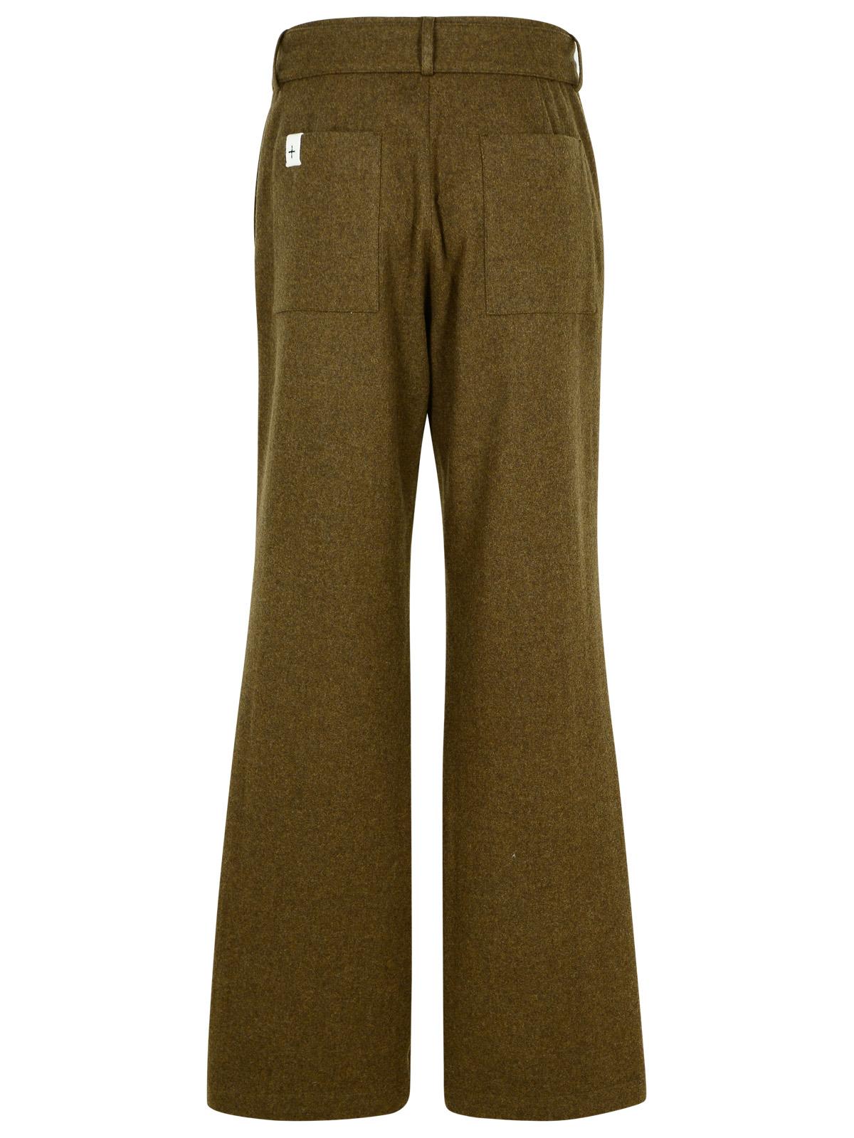 Jil Sander Green Wool Flannel Pants Women by Luosophy