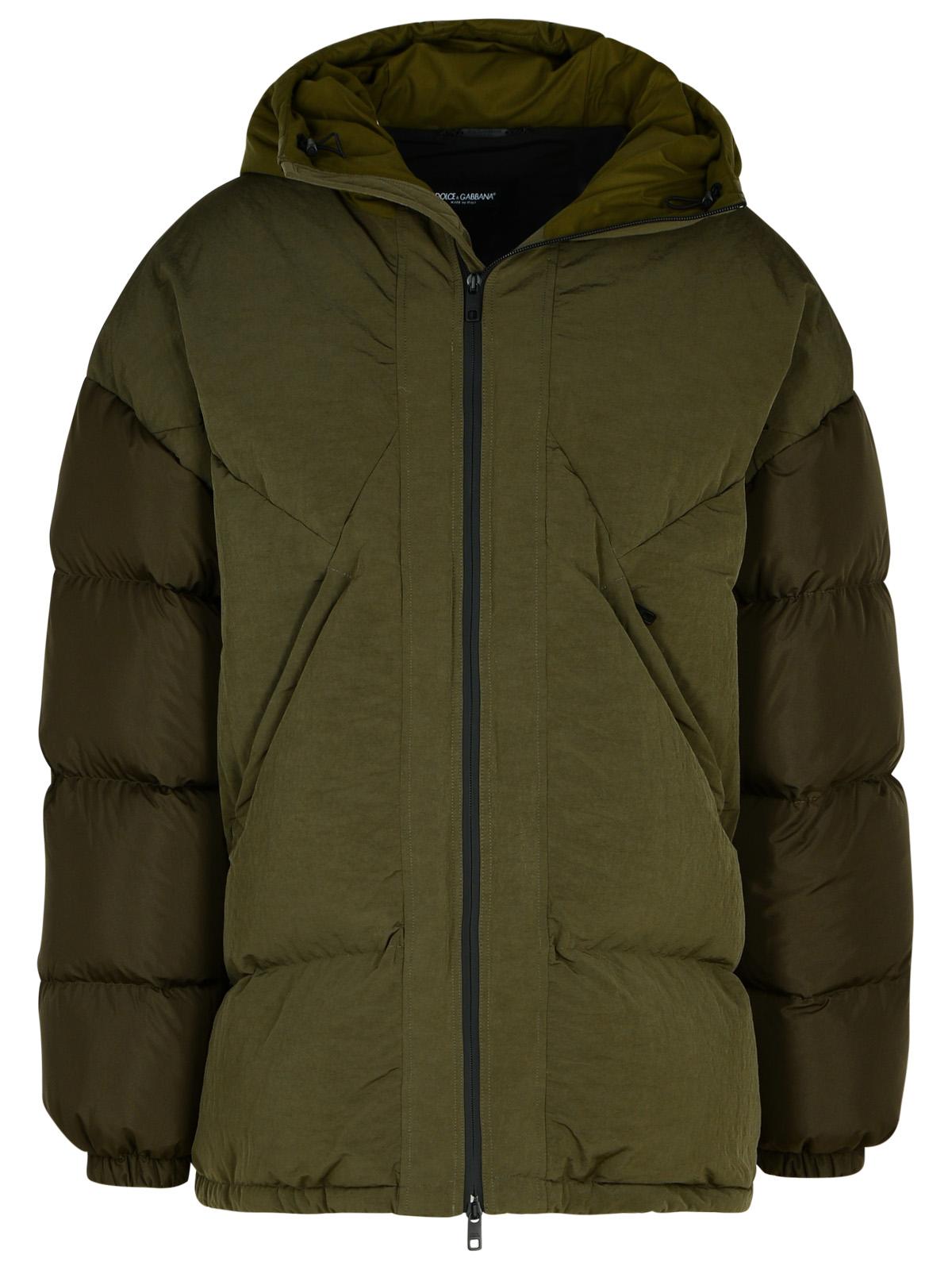 Dolce &amp; Gabbana Green Cotton Blend Down Jacket Men by Luosophy