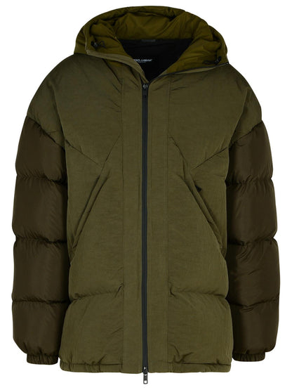 Dolce &amp; Gabbana Green Cotton Blend Down Jacket Men by Luosophy