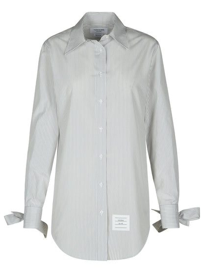Thom Browne Long Shirt In Grey Silk Blend Women by Luosophy