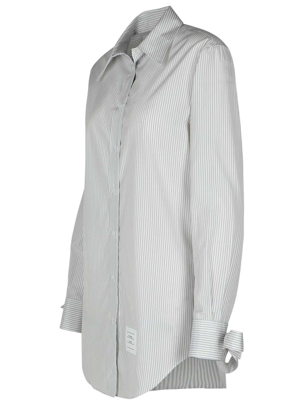 Thom Browne Long Shirt In Grey Silk Blend Women by Luosophy
