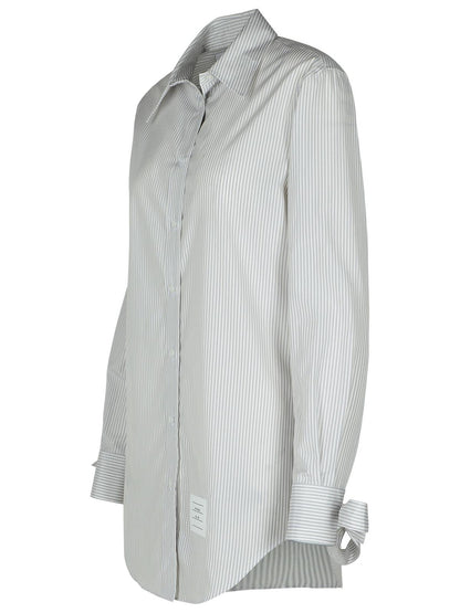 Thom Browne Long Shirt In Grey Silk Blend Women by Luosophy