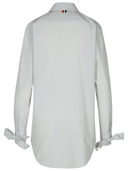 Thom Browne Long Shirt In Grey Silk Blend Women by Luosophy