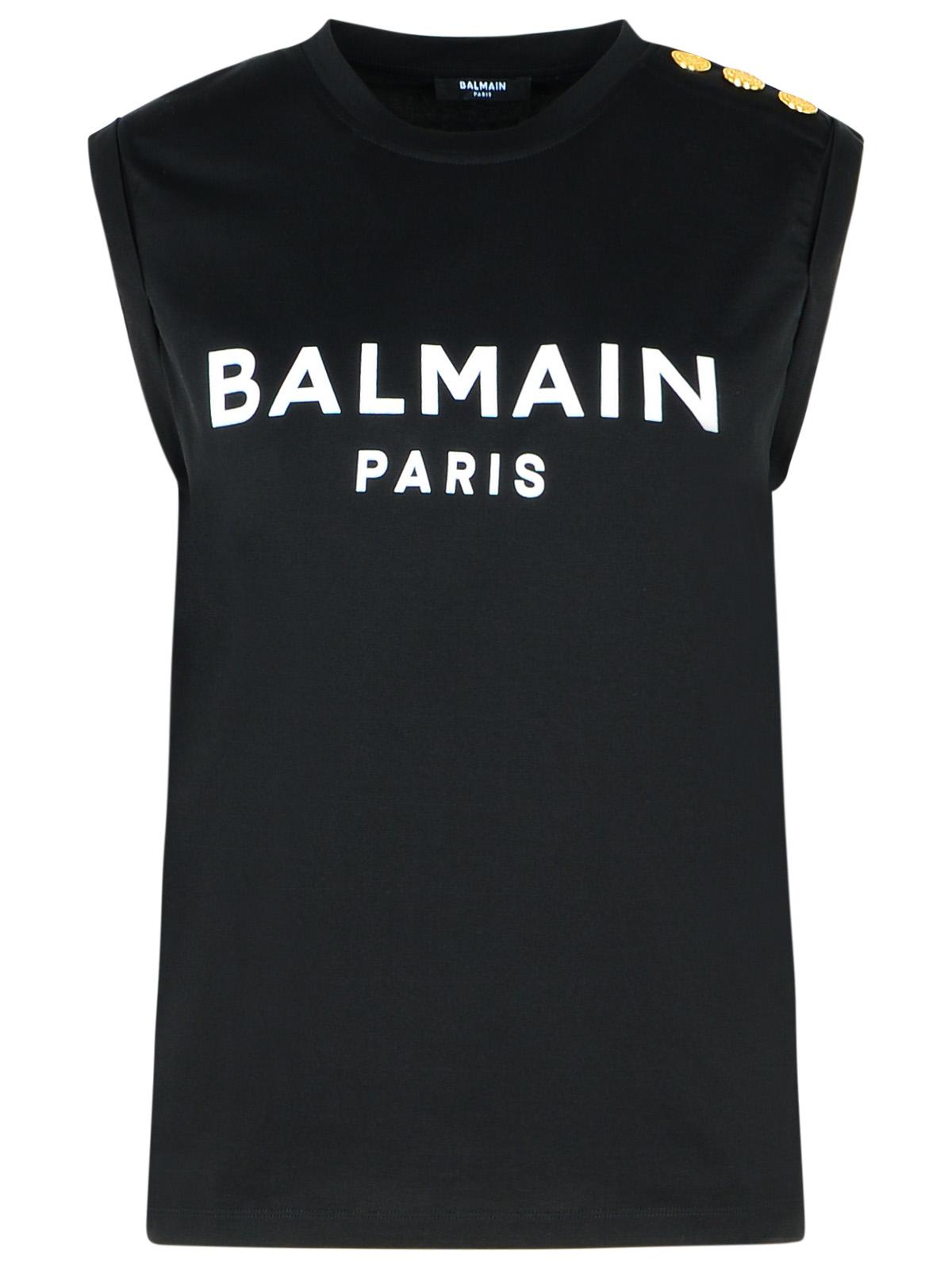 Balmain Black Cotton Tank Top Women by Luosophy