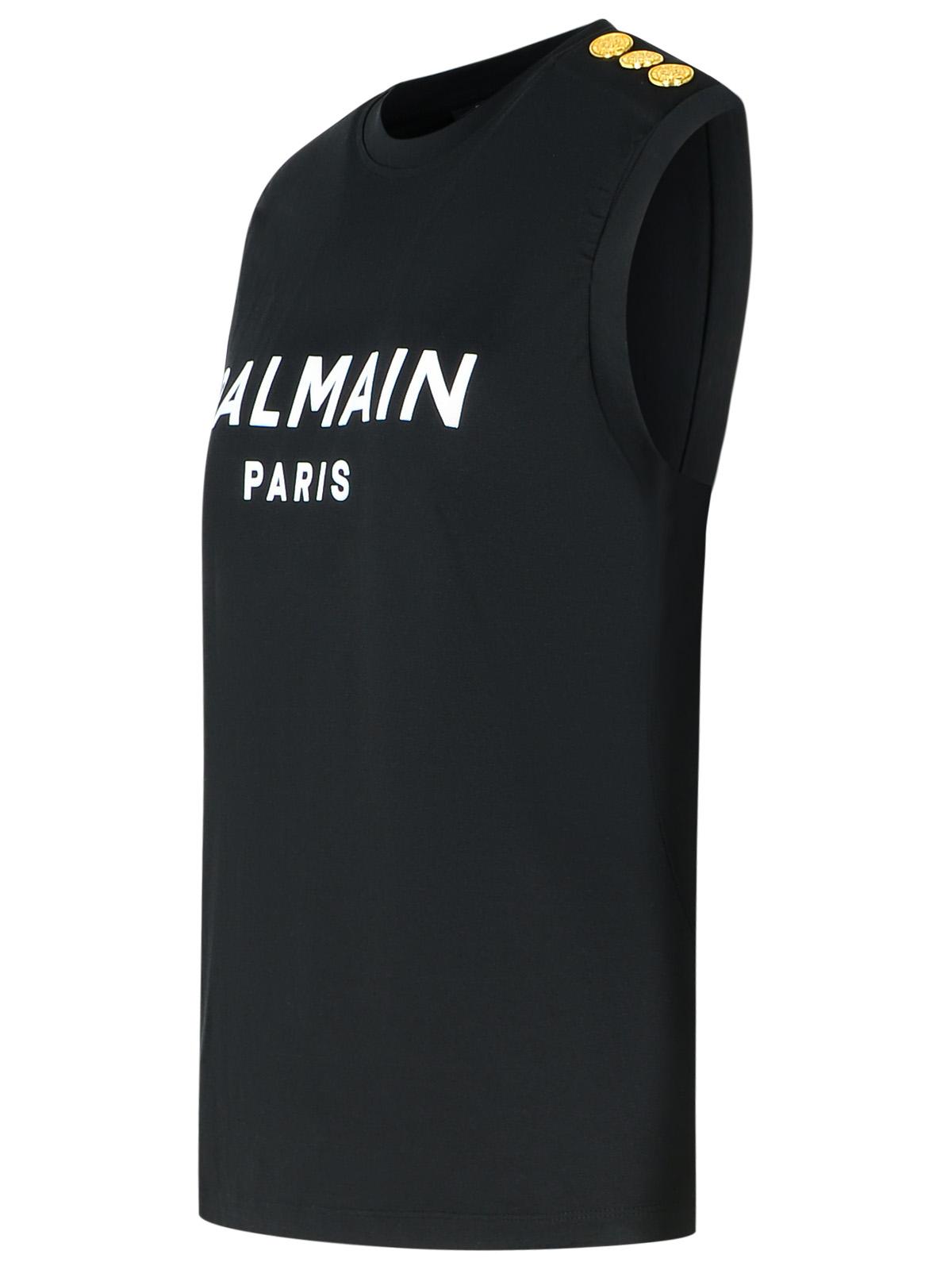 Balmain Black Cotton Tank Top Women by Luosophy